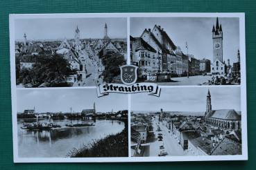 AK Straubing / 1950er Jahre / Strassen Plätze Häuser / Dampfschiff Schiff